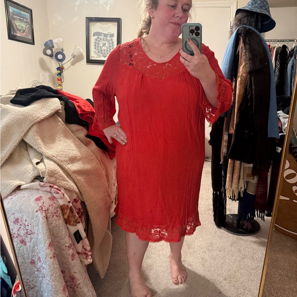Rachel Vibrant Red Lace Dress